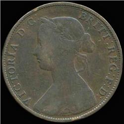 1861 British Victoria Halfpenny XF/VF (COI-7238)