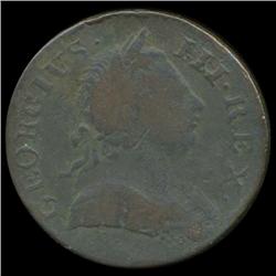 1770 US Colonial British George III Halfpenny F details (COI-7175)