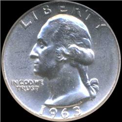 1963 Washington 25c Silver Quarter Coin Graded GEM (COI-6847)