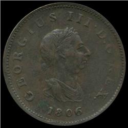 1806 British George III Halfpenny XF (COI-7191)