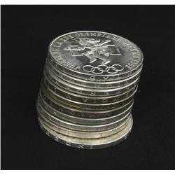 1968 Mexico Olympic Silver 25 Pesos Unsearched Stack of 10 Mostly BU 5.2 Ounces Silver! (COI-5234)