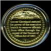 Image 2 : .75oz Franklin Mint PR70 DCAM 24k plated Sterling Silver Round History of the American Presidency G.