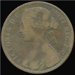 1862 British Victoria Penny VF/F (COI-7209)