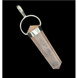 30ct Rose Quartz Clear Crystal Pendant With Sterling (JEW-1722)