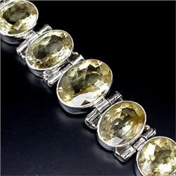 213.92ct Awesome 16X12mm Top Yellow Citrine Sterling Bracelet   (JEW-1859)