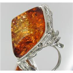 ct Baltic Amber White Gold Vermeil Ring (JEW-1786)