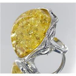 ct Baltic Amber White Gold Vermeil Ring (JEW-1787)