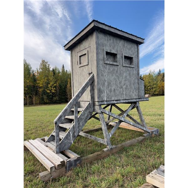 Elevated Wooden Hunting Blind on skids