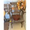 Image 1 : Wooden Chair, Log Cabin Birdhouse, Cast Pot Lot