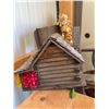Image 5 : Wooden Chair, Log Cabin Birdhouse, Cast Pot Lot