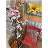 Image 3 : Red Wooden Child's Chair, Bottles, Faux Plants