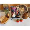 Image 1 : Mason Jar, Rooster Shakers, Basket, Kitchen Lot
