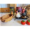 Image 2 : Mason Jar, Rooster Shakers, Basket, Kitchen Lot