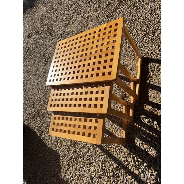 Wood Slat Nesting Tables, Set of Three