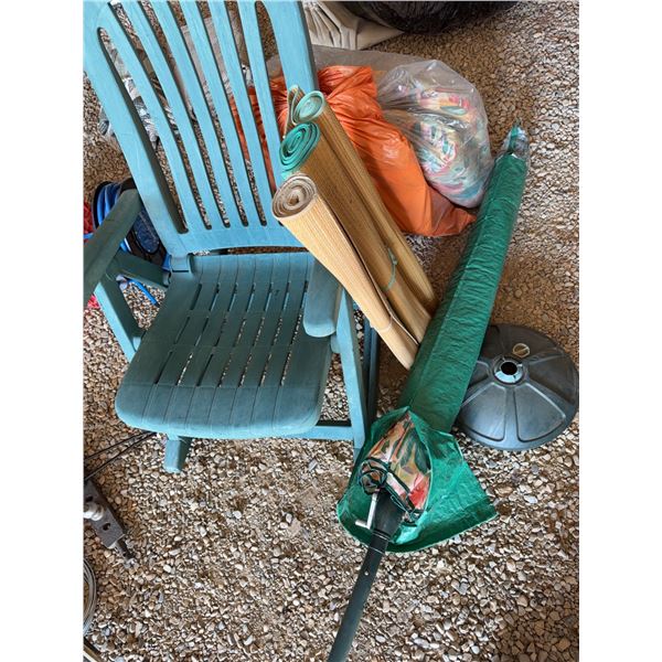 Outdoor Chair, Patio Umbrella, Mats, Cushion Set