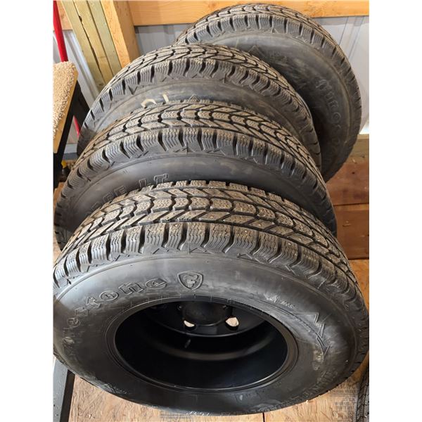 GM Dually Set of 6: 4 Back Tire Firestone LT235/80R17 Studded Winter Tires, 2 Front Tires, Plus Rims