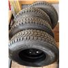 Image 1 : GM Dually Set of 6: 4 Back Tire Firestone LT235/80R17 Studded Winter Tires, 2 Front Tires, Plus Rims