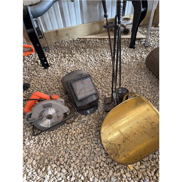 Black+Decker Saw, Welding Helmet, Ash Shovel Lot