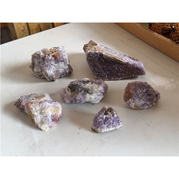 Six Amethyst Mineral Specimens