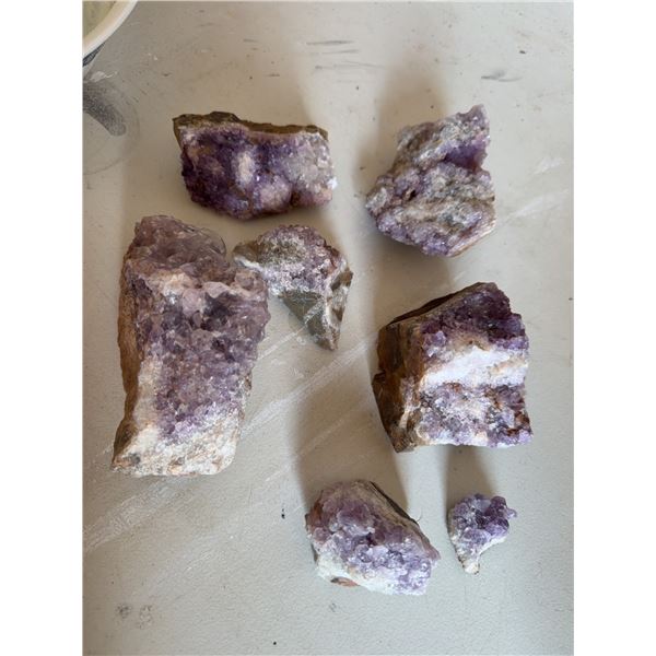 Six Rough Amethyst Crystal Specimens