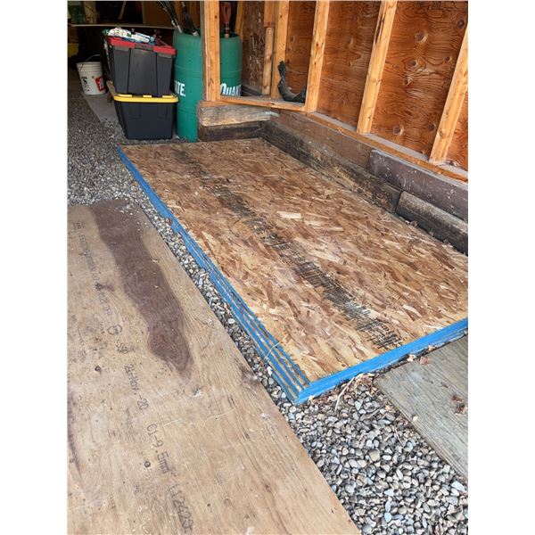 Five Unused OSB Boards With Blue Edges