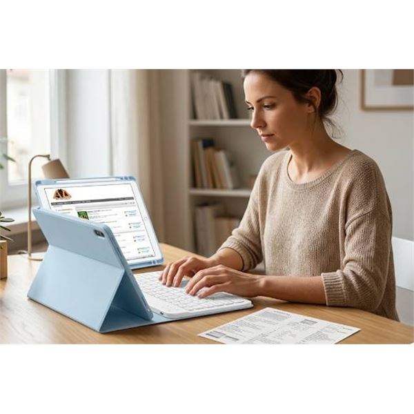 Bluetooth Keyboard with Tablet Case White