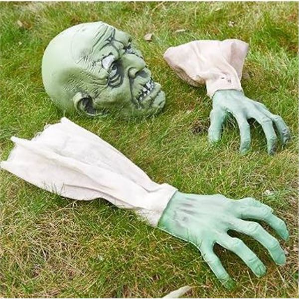 Prextex Halloween Zombie Arm With Face Lawn Stake