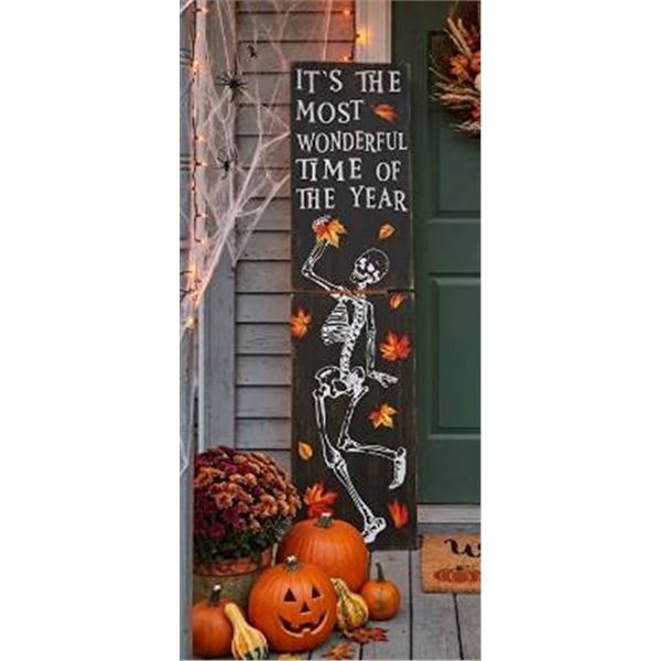 Halloween Porch Sign Skeleton Outdoor Decor