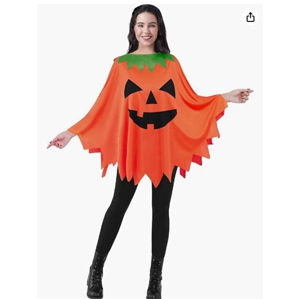 Spooktacular Creations Women Pumpkin Poncho Costume Adult