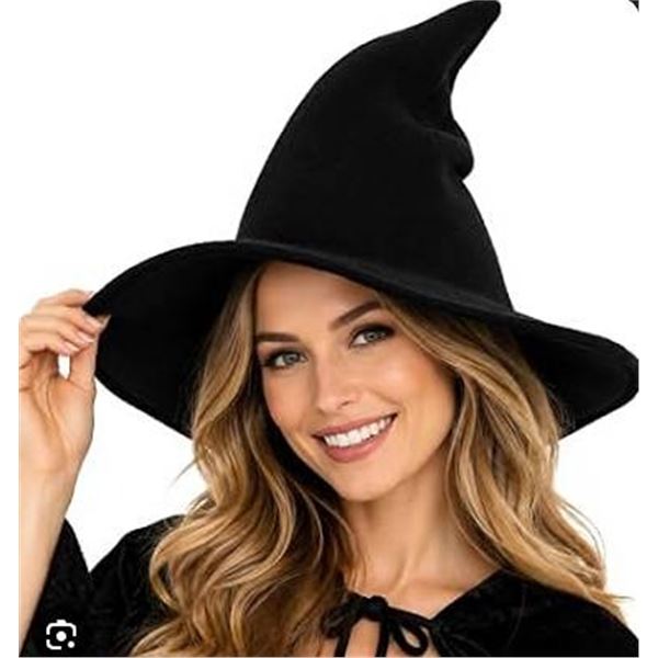 URFUN Wool Witch Hat Spire Knitted Cap Black