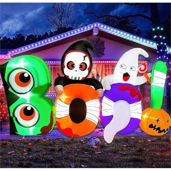 Halloween Inflatable Boo Decoration with LED Lights 8'