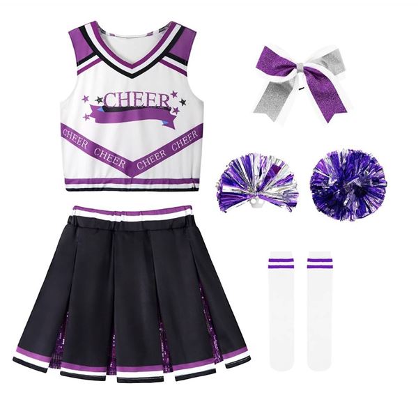Lolanta 4 Piece Girls Cheerleader Set Purple 5-6Y