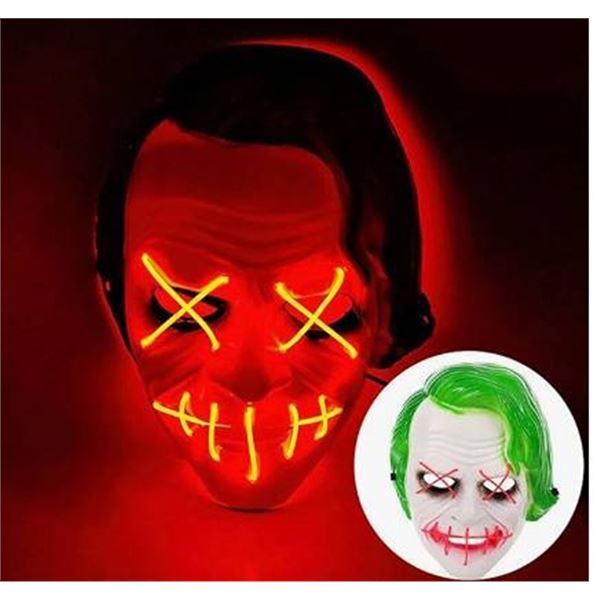Scary Light Up LED Joker Clown Mask