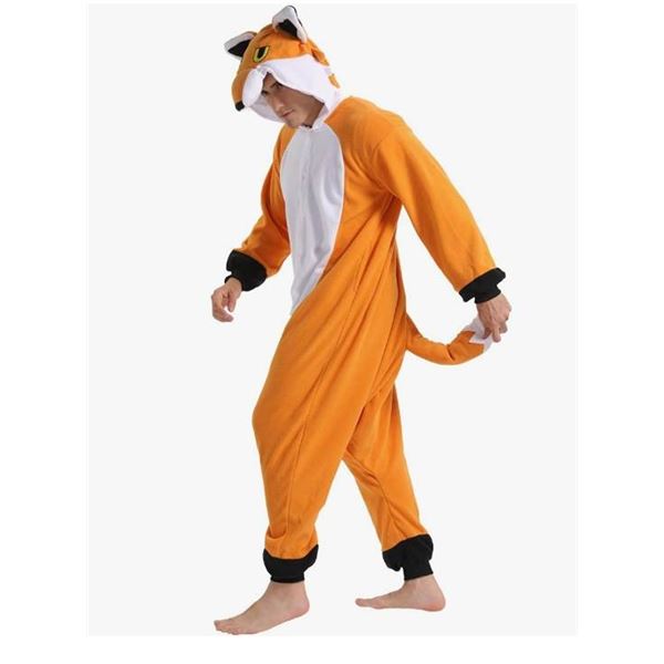 Adult Orange Fox Hooded Costume Onesie Pajamas