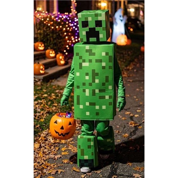 Glow in the Dark Minecraft Creeper Costume Kids Size 5-6