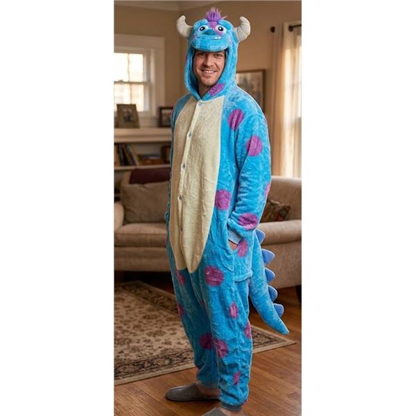 Sulley Blue Polka Dot Adult Onesie Size M
