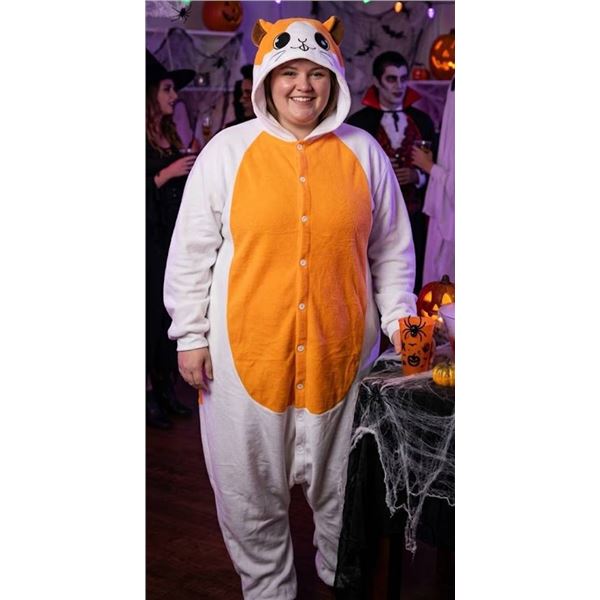 XL Animal Hooded Onesie Pajamas White and Orange