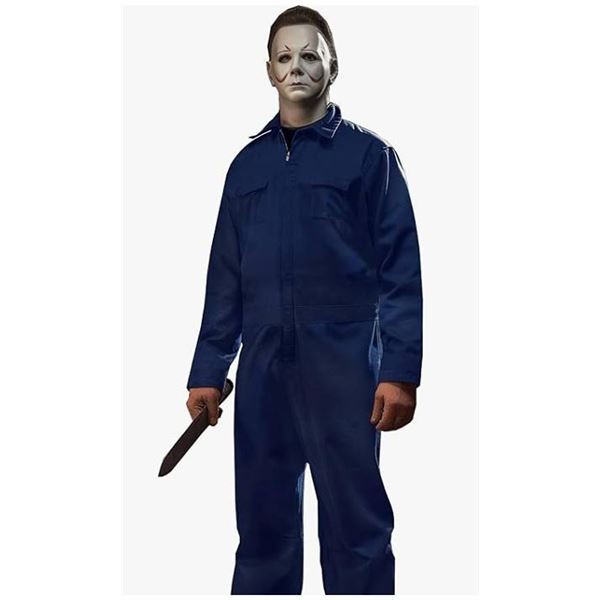 Arvil Hill Men's Mike Myers Blue Coveralls with Prop Knife NO MASK