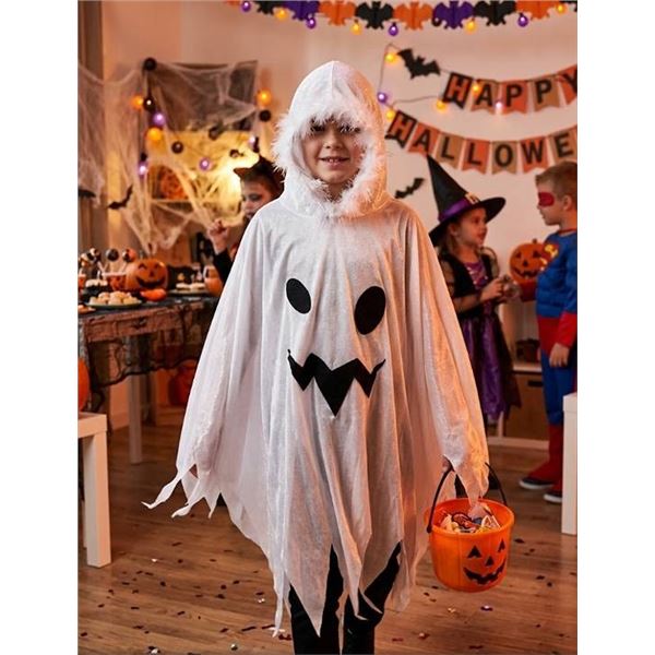 Children's Medium White Ghost Costume Hooded No Accessories