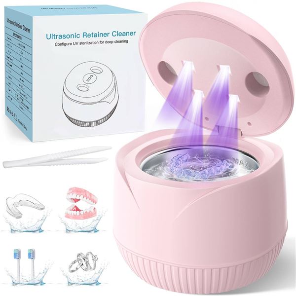 Aotuda 45kHz Ultrasonic Cleaner 200ml Pink