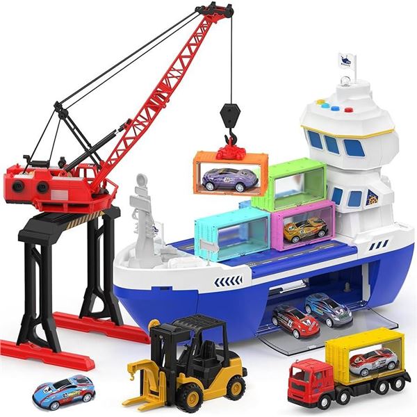 Cute Stone Toy Car Transport Ship Set