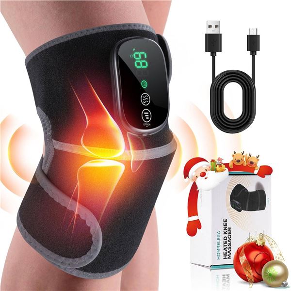 Heated Vibration Knee Massager, Large, Black
