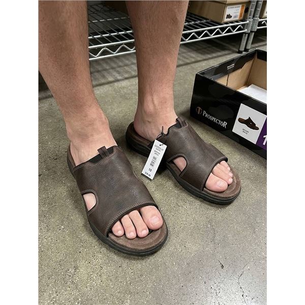 Prospector Men's Brown Slide Sandals Size 10