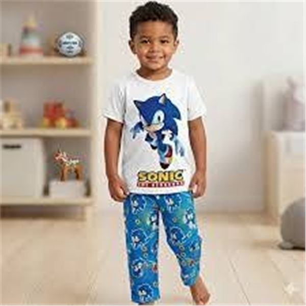 Sonic Kids 3 Pc Pyjama Set XS 4/5 Blue Multi