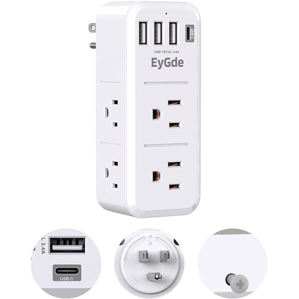 EyGde Multi Plug Outlet 6 AC 4 USB Ports