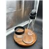 Image 3 : Glass Oil Bottle, Spice Jar and Wooden Tray Set