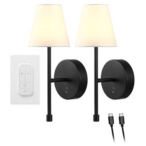 Globe Rechargeable Matte Black Sconces, 2-Pack