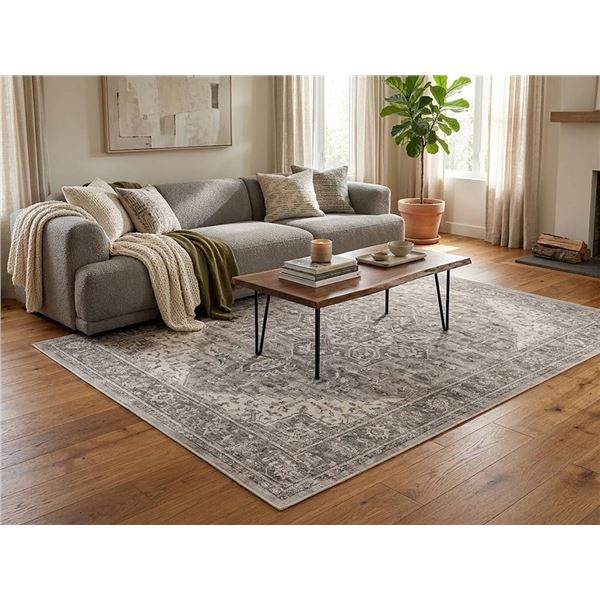 Ruggable Washable Area Rug Beige Patterned