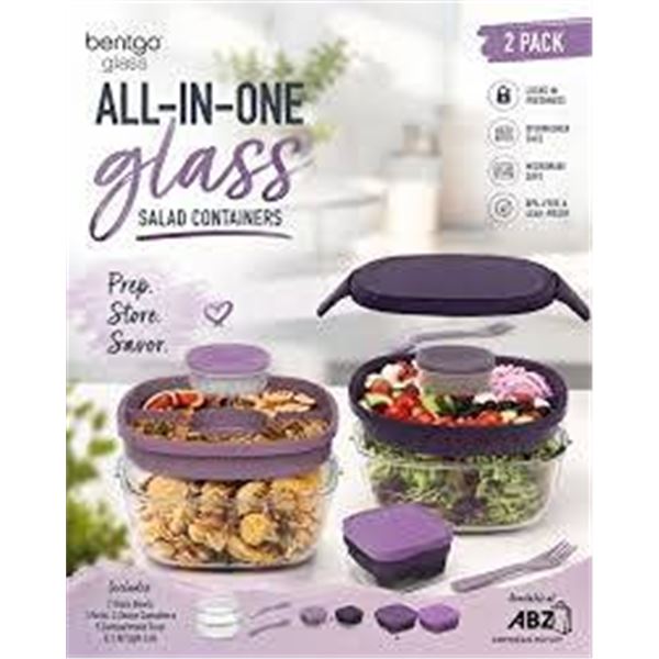 Bentgo 2-Pack Glass Salad Container Set