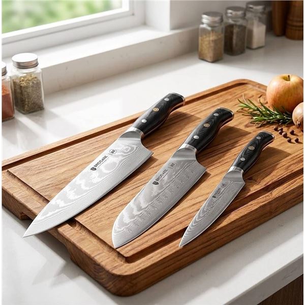 Haugo Ronin Series Damascus Knife Set 3pc